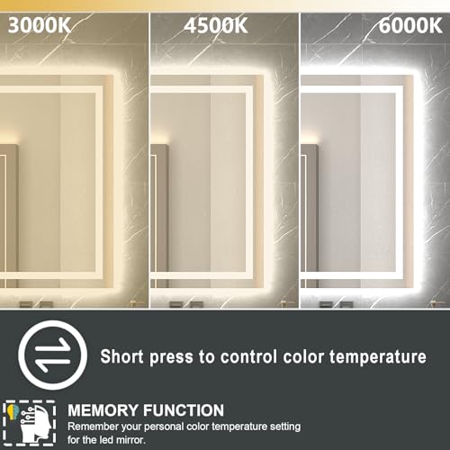 Twalsu 60X30 Led Mirror For Bathroom With Double Led Strips, Front And Backlit Lighted Mirrors For Bathroom Wall thumb #1