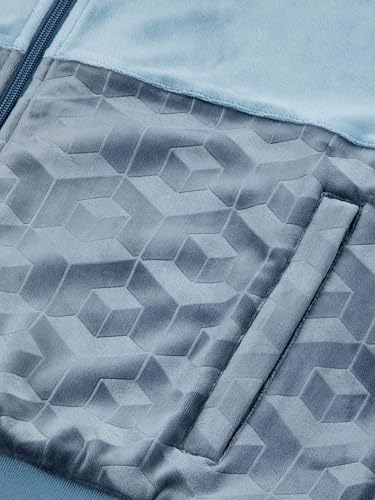 Sergio Tacchini Men's Foggia Velour Debossed Track Jacket- Coronet Blue3