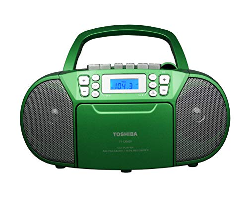 Toshiba TY-CKM39(G) Portable MP3 CD Cassette Boombox with AM/FM Stereo and Aux Input Metallic Green