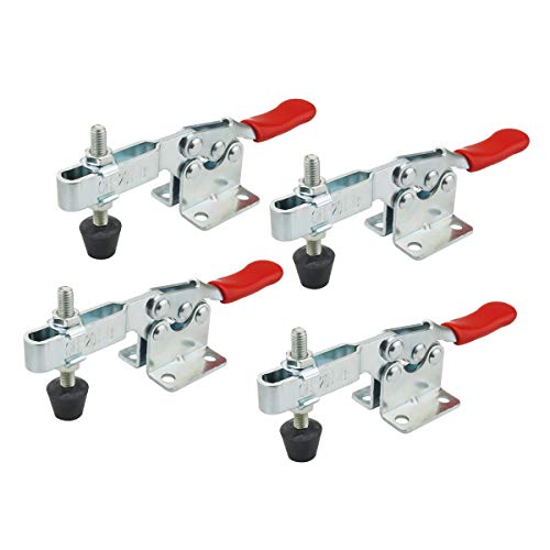 Toggle Clamp 4 Pack 201-B Style Quick Release Toggle Latch Hold Down Clamp Antiskid Red Horizontal Clamp 360Lbs Holding Capacity Quick Release Woodworking Tool