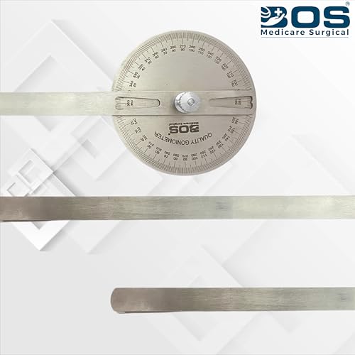 Image of 360 Stainless Steel Goniometer | Orthopedic & Physiotherapy Joint Range of Motion Measuring Tool | 6-Inch Medical Protractor for Knee, Elbow, Wrist & Shoulder