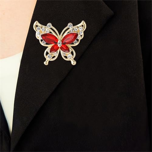 Image of coadipress Butterfly Brooch Pins Chic Romantic Elegant Rhinestone Crystal Insect Brooch Pin Women Corsage Scarf Shawl Clothing Accessories Wedding Party Banquet