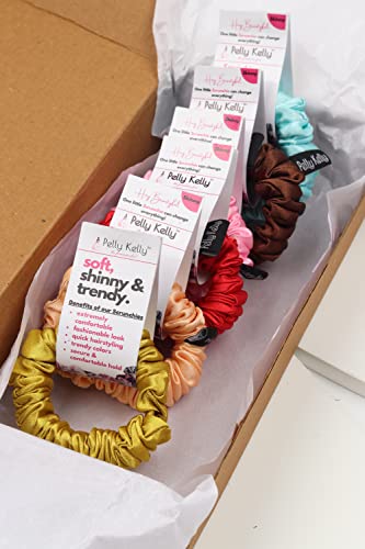 Image of Premium Satin Scrunchies for Women | Hair Bands, Ponytail Holders & Rubber Bands | Skinny, Fluffy, No-Damage Hair Ties | Girls Hair Accessories | Small Size | Pack of 6