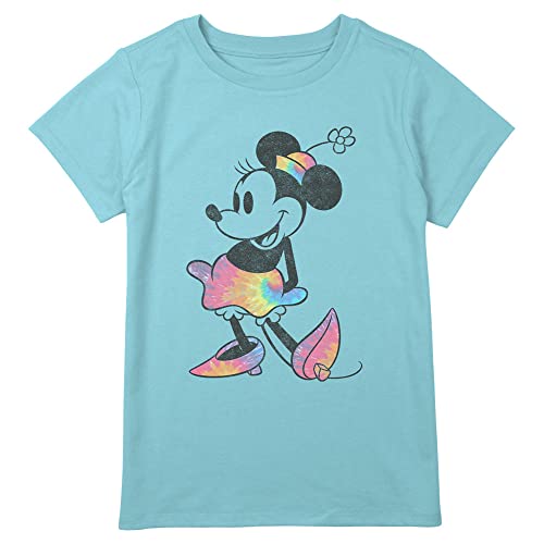 Disney Plus Size Classic Mickey Tie Dye Minnie Girls Short Sleeve Tee Shirt, Blue
