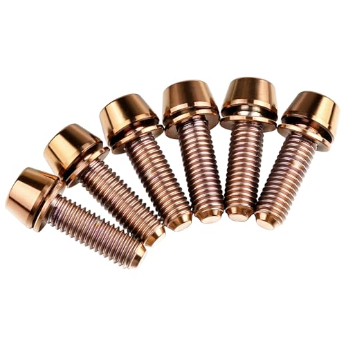 Image of Titanium Ti Allen Hex M5x16 18mm Tapered Head Bolt with Washer Screw for Bicycle Stem Parts Pack of 6 (Bronzed, M5x16mm)