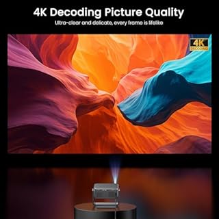 2000 ANSI Official Licensed Google TV Outdoor Projector 4K Decoding, Smart Projector with Wifi and Bluetooth, Auto Focus, Dolby Sound, Built-in Apps, HAPPRUN Indoor Home Theater with 270° Stand