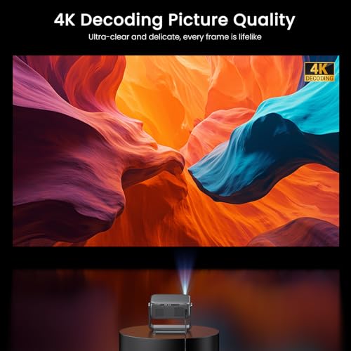 Image of 2000 ANSI Official Licensed Google TV Outdoor Projector 4K Decoding, Smart Projector with Wifi and Bluetooth, Auto Focus, Dolby Sound, Built-in Apps, HAPPRUN Indoor Home Theater with 270 Stand