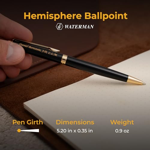 Engraved-Waterman-Hemisphere-Ballpoint-Pen-in-Black-Lacquer-with-Gold-Trim-Personalized-Executive-Gift-for-Graduation-Professional-Milestone-or-Office