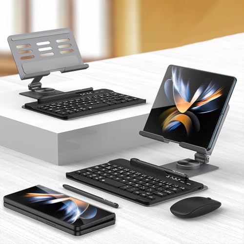 GUPENAA Stojak na Klawiaturę do Pixel Fold/Fold2, Magnetyczna Odłączana Klawiatura Bezprzewodowa z Uchwytem Na Rysik S Pen [Klawiatura + Etui + Pojemnościowy],Grey