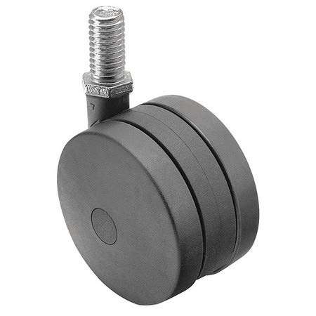 ShepherdUltima Series 100mm Diameter Un-Hooded Twin Nylon Wheel Caster, 1/2" Diameter x 1-1/2" Length UNC13 Threaded Stem, 175 lbs Capacity, Black Finish