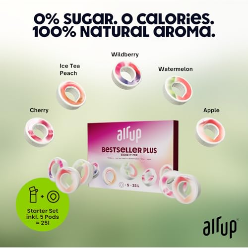 AIR UP water bottle Twist Pro original starter set with pods in 5 flavours I 600ml drinking bottle with sugar-free flavouring I dishwasher-safe, BPA-free I in Green Sage - Image 2