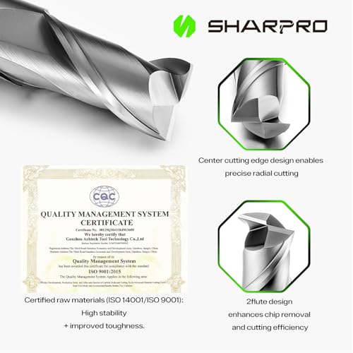 Image of 1 /2 End Mills 1 /2 Inch Shank, 2 Flute Carbide Square Endmill with AlCrN Coated, Upcut Spiral CNC Router Bits for Alloy Steel, Metal and Stainless Steel