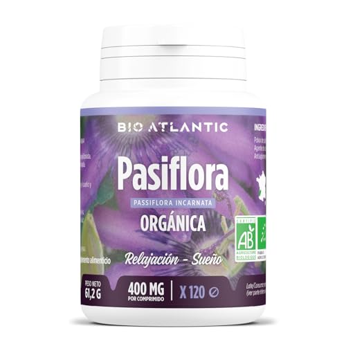 ✿ Pasiflora Orgánica - 1600 mg por dosis diaria - Relajación, Sueño - 120 comprimidos - Alta Concentración, Formato Ahorro, Premium y Vegetal
