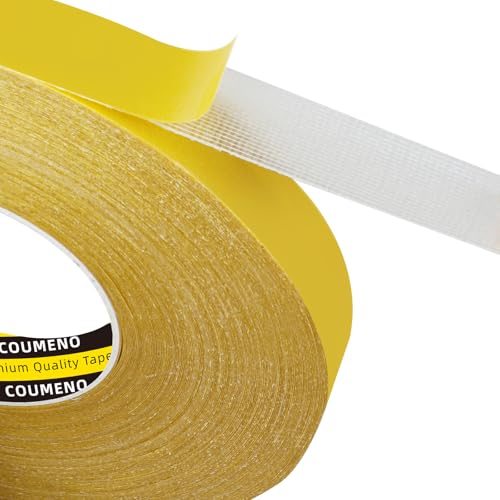 Image of Thin Double Sided Tape Heavy Duty, 0.8in x 164FT Clear Mesh Double Sided Duct Tape, Strong Wall Mounting Tape Waterproof Adhesive Strips for Fabric, Crafts, Outdoor & Indoor, Cinta Doble Cara