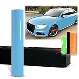 12'x60' (1FTx5FT) Baby Blue PET Super Gloss High Glossy Vinyl Wrap Auto Car Sticker Decal Film Sheet Bubble Free Air Release Technology with Tool Kit
