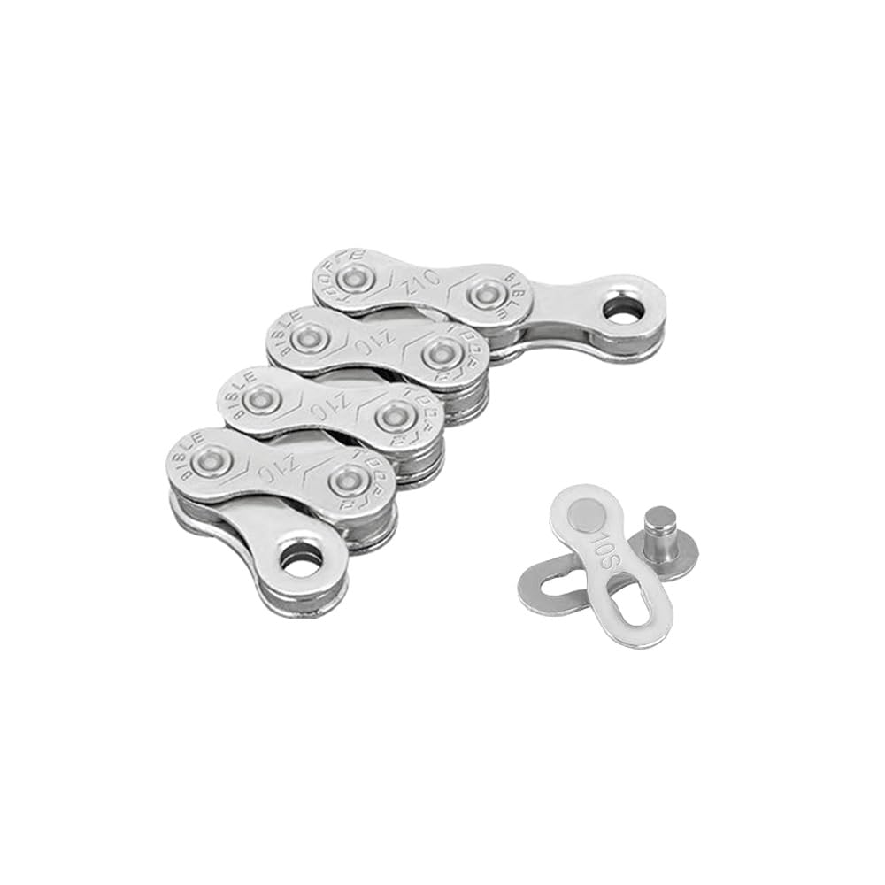 10-krotny łańcuch rowerowy, 1/2 x 11/128 cala, 116 ogniw, z 10-krotnym łącznikiem łańcucha rowerowego (srebrny)