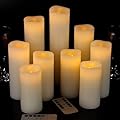 Vinkor Flameless Candles Battery Operated Candles Real Wax Pillar LED Candles with 10-Key Remote and Cycling 24 Hours Timer (Ivory 4" 5" 6" 7" 8" 9")