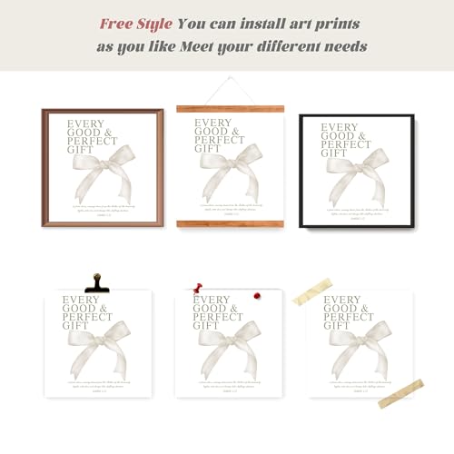 Image of LARTSFRO Coquette Beige Bow Wall Art Decor Posters, Beige Bow Christian Room Bedroom Bathroom Dorm Wall Art Decor Aesthetic for College Teen Girls Gifts, Inspirational Bible Verses Bow Wall Decor, 10x10 Inch Set of 4 Pcs Bow Pictures (UNFRAMED)