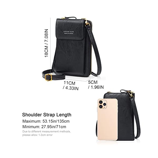 Cross-Body Shoulder Bag for Women PU Leather Cute Slim Handbag Cell Phone Purse Chain Pouch Valentine's Day Gift/Gift Box 35024BLACK - Image 4