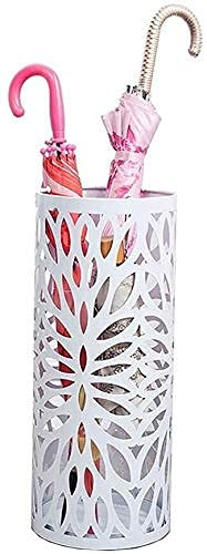 Porte-parapluie rond blanc avec crochet amovible et égouttoir pour couloir moderne