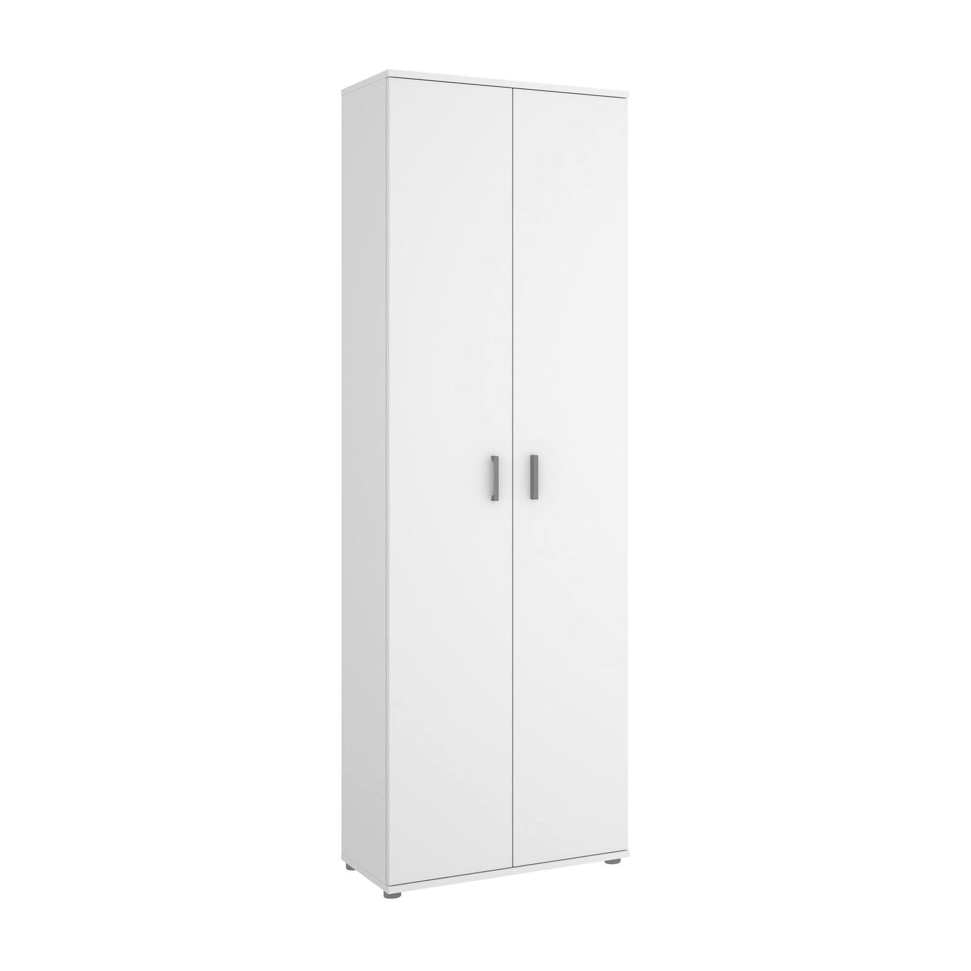 Dmora - Armadio multiuso 2 ante Suretta, Mobile multifunzione portaoggetti, Guardaroba porta scarpe, 61x35h190 cm, Bianco