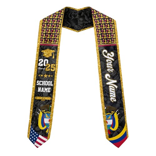 MonkeyVan Colombians Graduation Sash, Custom Colombians American Flag Graduation Sash 2025, Colombia Graduation Stole Clb2
