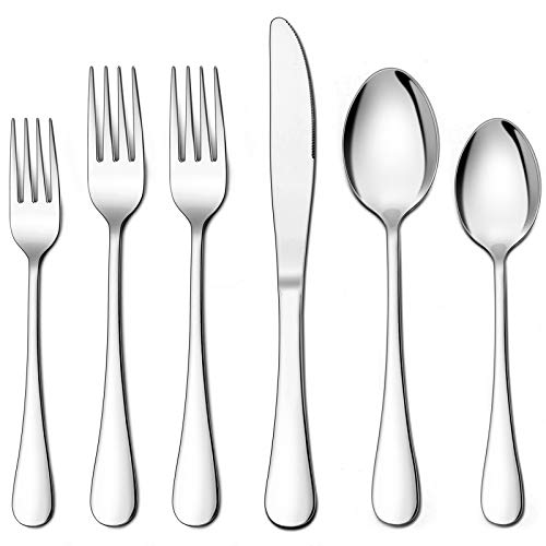 LIANYU 48-Piece Silverware Set with Extra Forks, Stainless Steel Flatware Cutlery Set