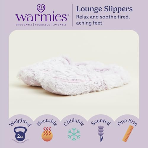 Image of warmies Microwaveable House Slippers for Women - Plush, Soft & Fuzzy Indoor Slippers with Backs & Non-Slip Memory Foam Soles - Cozy Warm Ladies Slipper