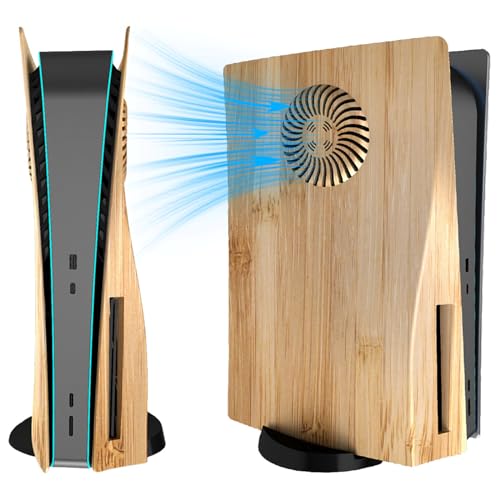 Miimall Cover Kompatibel mit PS5 Konsole Hülle mit Kühlöffnungen Kratzfeste Ersatzplatte Harte Shell Staubdichte Faceplaten für Disc Edition Konsole Frontplatten -Holzmaserung