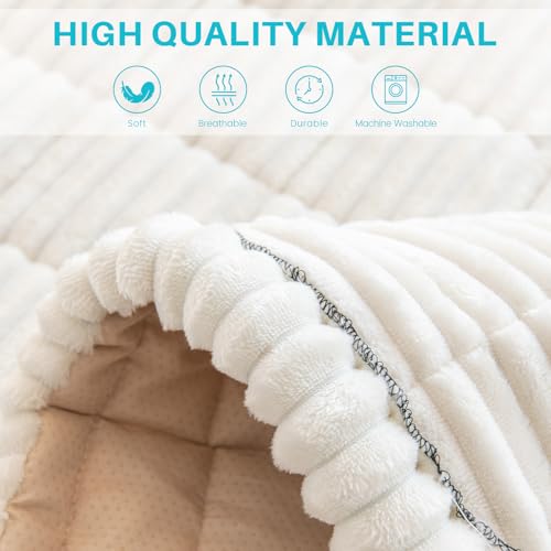Topchances Thick Sofa Cover 1 2 3 Seater,Non-Slip Seat Cushions,New Super Soft Couch Cushions,Washable Sofa Pads Suitable for Dog Pet Living Room Furniture Protector(Cream White,70×150cm) - Image 3