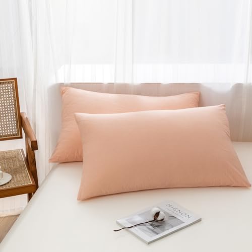 NTCOCO Comforter Set Thin Quilt Summer Lightweight Comforter,100% Washed Cotton,Machine Washable,Soft Comfy Breathable Can Sleep Naked (Bright Pink, Queen)