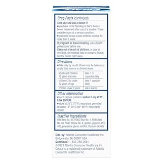 Colace Stool Softener 100 mg, 60 Capsules, Constipation Relief, Docusate Sodium, Gentle Docusate, Stimulant-Free, Regular Strength, #1 Doctor Recommended Stool Softener Brand