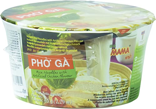 MAMA Instant-Bowl-Reisnudeln Pho Ga mit Hühnerfleischgeschmack – Instantnudelsuppe orientalischer Art – Authentisch thailändisch kochen – 6 x 65 g