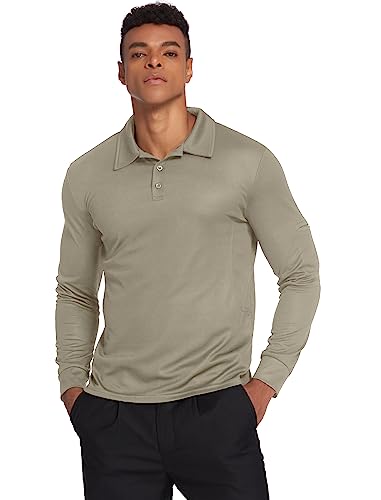 Image of Deyeek Men's Polo Shirts Long Sleeve Golf Polo Shirts for Men Quick Dry UPF 50+ Sun Protection Polos Casual Collared Shirts