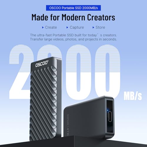 Image of 2TB External Hard Drive, Up to 2100MB /s, USB 3.2 Gen 2 Portable SSD, External Solid State Drive for Mac, Windows PC, Laptops, Gaming, iPhone - Ideal for File Backup, Content Creators & Videographers