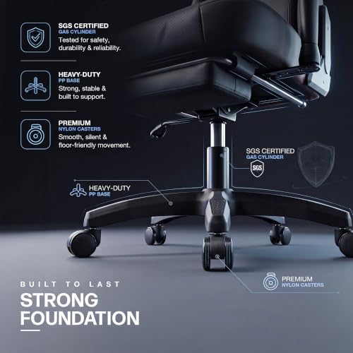 Image of DROGO Alpha-X Ergonomic Gaming Chair with Footrest | Premium PU Leather with 135 Recline | 2D Padded Armrests | Computer Chair for Study | Office Chairs for Work from Home with Neck Support (Black)