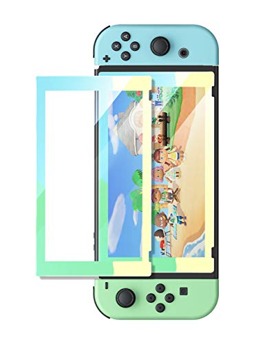 UGREEN Switch Screen Protector for Nintendo Switch Tempered Glass Screen Animal Crossing Color Border with Transparent HD Anti-Scratch(Blue Green Yellow)