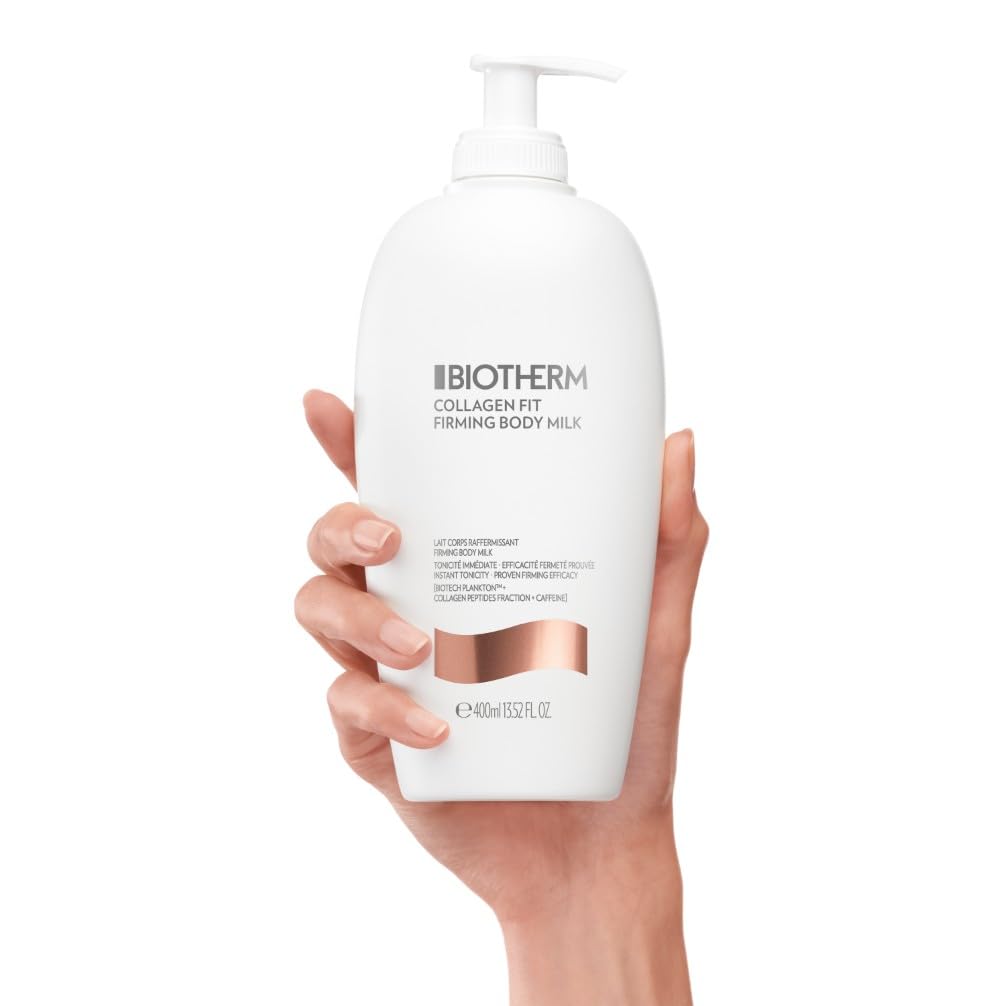Biotherm, Collagen Fit, Lait Raffermissant Hydratant, Enrichi en Biotech Plankton, Fractions de Peptides de Collagène et Caféine, Tous Types de Peau, 400 ml