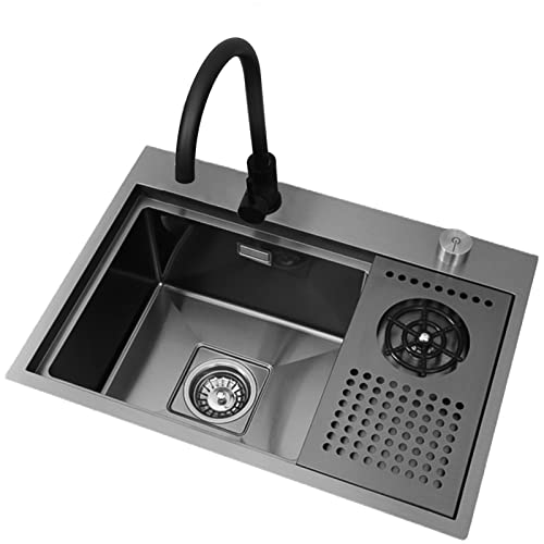 Évier de Cuisine avec Lave-Verre, évier de Bar en Acier Inoxydable avec Lave-gobelet, rinçage par pulvérisation pour hôtel, café, Restaurant (Couleur :...