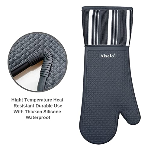 Alselo Silicone Oven Mitts Set, Heat Resistant 550 Degree,7.5"x16" - image 5