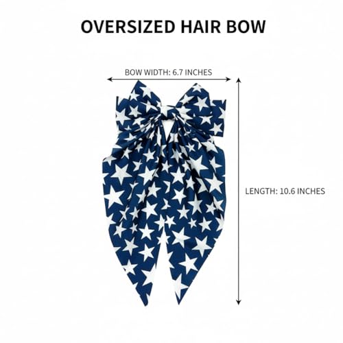 Lazos para el cabello del 4 de julio para niñas, clips patrióticos en rojo y azul con estrellas, lazo largo con cola para día de la independencia, accesorios para fiestas de mujeres y niños miniatura 2