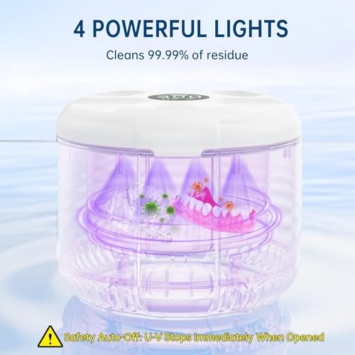 Image of Ultrasonic Retainer Cleaner Machine, 45kHz Dental Cleaning Pod with Digital Timer for Dentures, Mouth Guards, Night Guards, Aligners, Toothbrush, Jewelry, Dental Appliances, 200ML Capacity