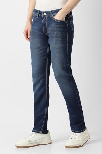 Image of Peter England Men's Slim Tapered Jeans | Denim | Premium | Modern Fit