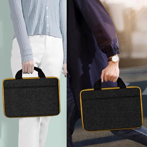 Image of Hseok Laptop Case 13.3-14 Inch Sleeve,TSA Shockproof Computer Handbag,Compatible with MacBook Neo /Pro 14 M5 /M4 /M3 /M2 /M1,All Models 13.3 inch MacBook Air /Pro,XPS 13 /14,Most 13-14 Notebooks,Black-Yellow