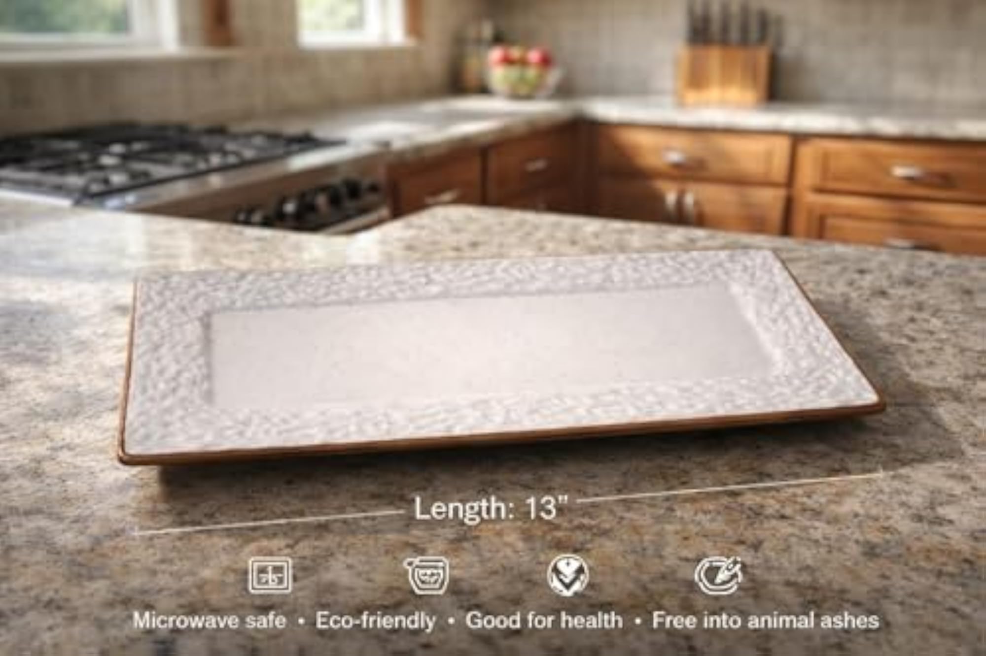 Premium Ceramic Serving Platter, Rectangular, Microwave Safe