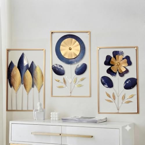 Image of SMILES GIFT Luxury Imported Wall Hanging Modern Decorative Iron Wall Hanging Exquisite Flower Sculpture Art for Home Decor for Living Room & Office