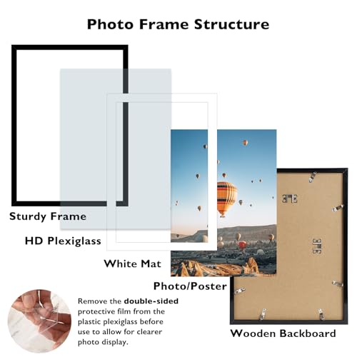 Image of JCJMY 13x20 Picture Frame with 11x17 Mat, Display Photo 11x17 with Mat or 13 x 20 Without Mat, Wall Hanging Large 13 by 20 Poster Frame with Plexiglass, Black