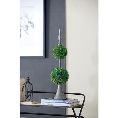 CC Home Furnishings Artificial Two-Tiered Boxwood Topiary Sphere on Metal Spire - 26.5