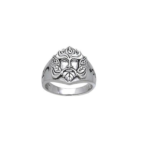 Beach Life Treasures Green Man Ring 925 Sterling Silver Fine Renewal Spring Rebirth Symbolism Jewelry
