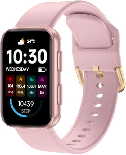 MorePro Health Fitness Tracker with Blood oxy-gen Monitor and 24/7 Heart Rate and Blood Pressure, Sleep Monitor, 120+ Sport Modes Waterproof Fitness Watch for Women Men Android iOS, Pink